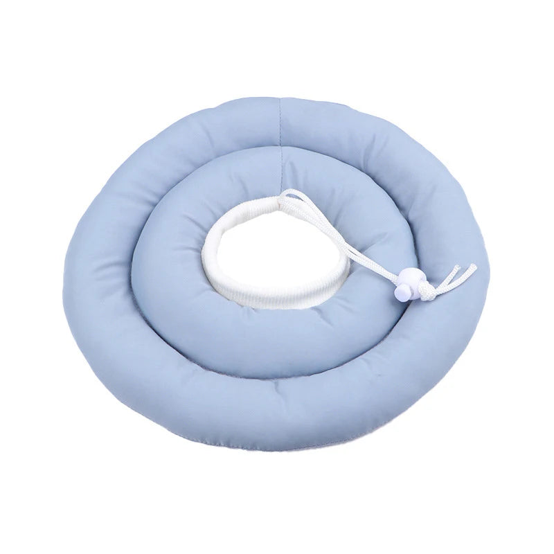 Elizabethan Collar For Dogs Adjustable Neck Drawstring Waterprof Protective Donut Collar Prevent Biting &amp; Scratching in blue