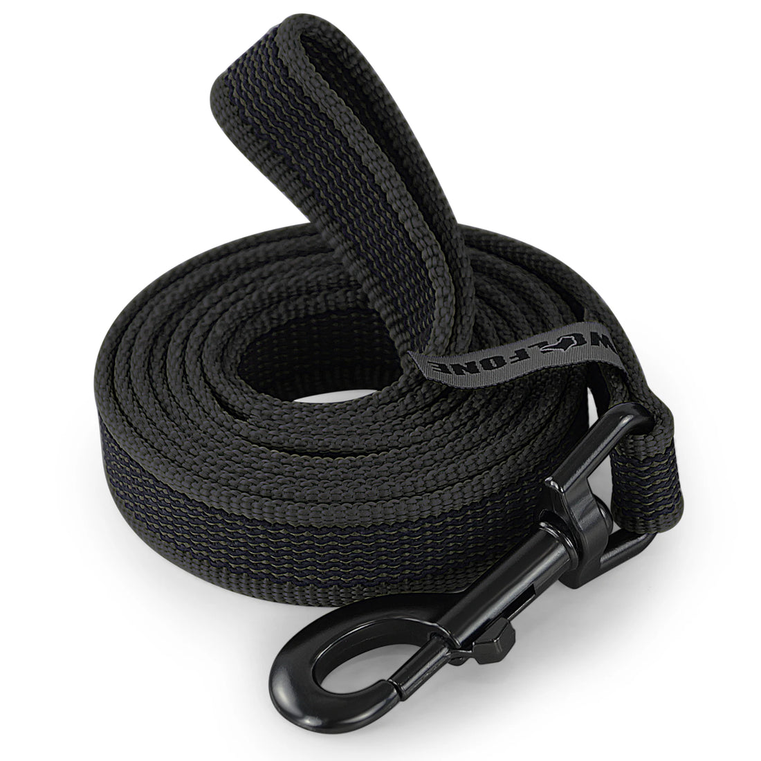 long dog training leash black fiber training leash with metal clip for large dogs, easy and convenient