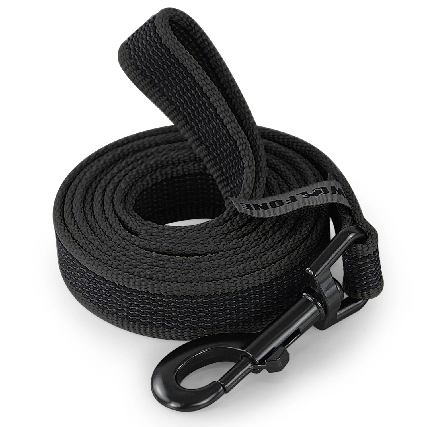 long dog training leash black fiber training leash with metal clip for large dogs, easy and convenient
