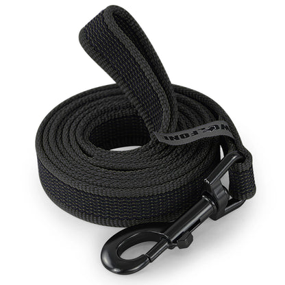 long dog training leash black fiber training leash with metal clip for large dogs, easy and convenient