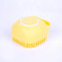 Yellow silicone pet bath massage gloves brush with soft bristles for dogs and cats, compact pet grooming tool
