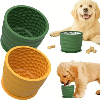 silicone slow feeder dog bowl for small to medium dogs, anti-slip design promotes healthy digestion and slower eating