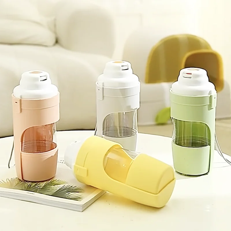 portable pet water bottle with food container foldable 2-in-1 travel bowl for dogs, cats, and puppies