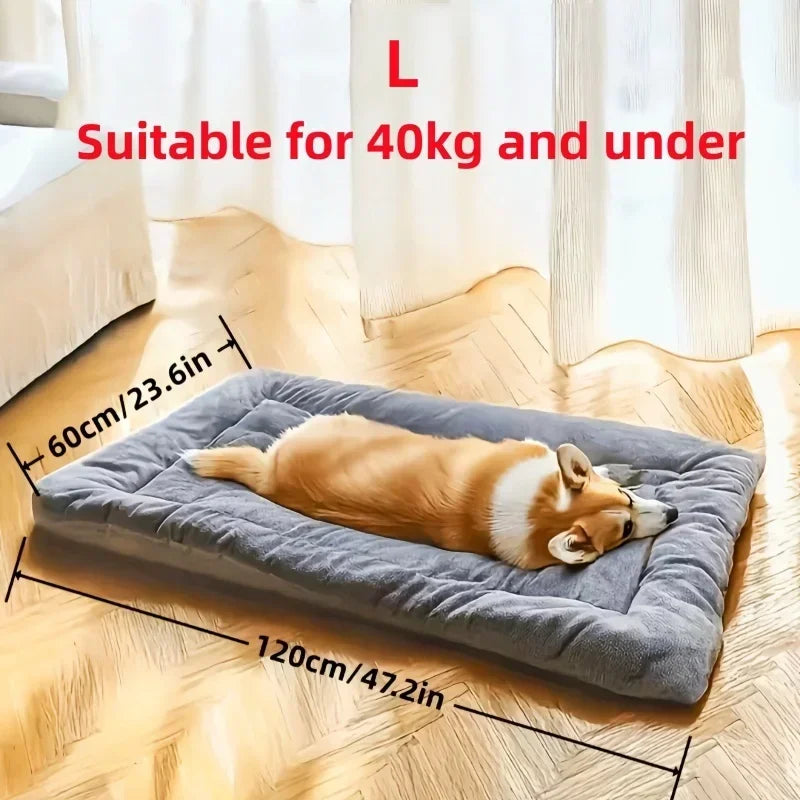 large winter dog bed mat for dogs up to 40kg, 120x60cm gray double-sided fleece sleeping pad