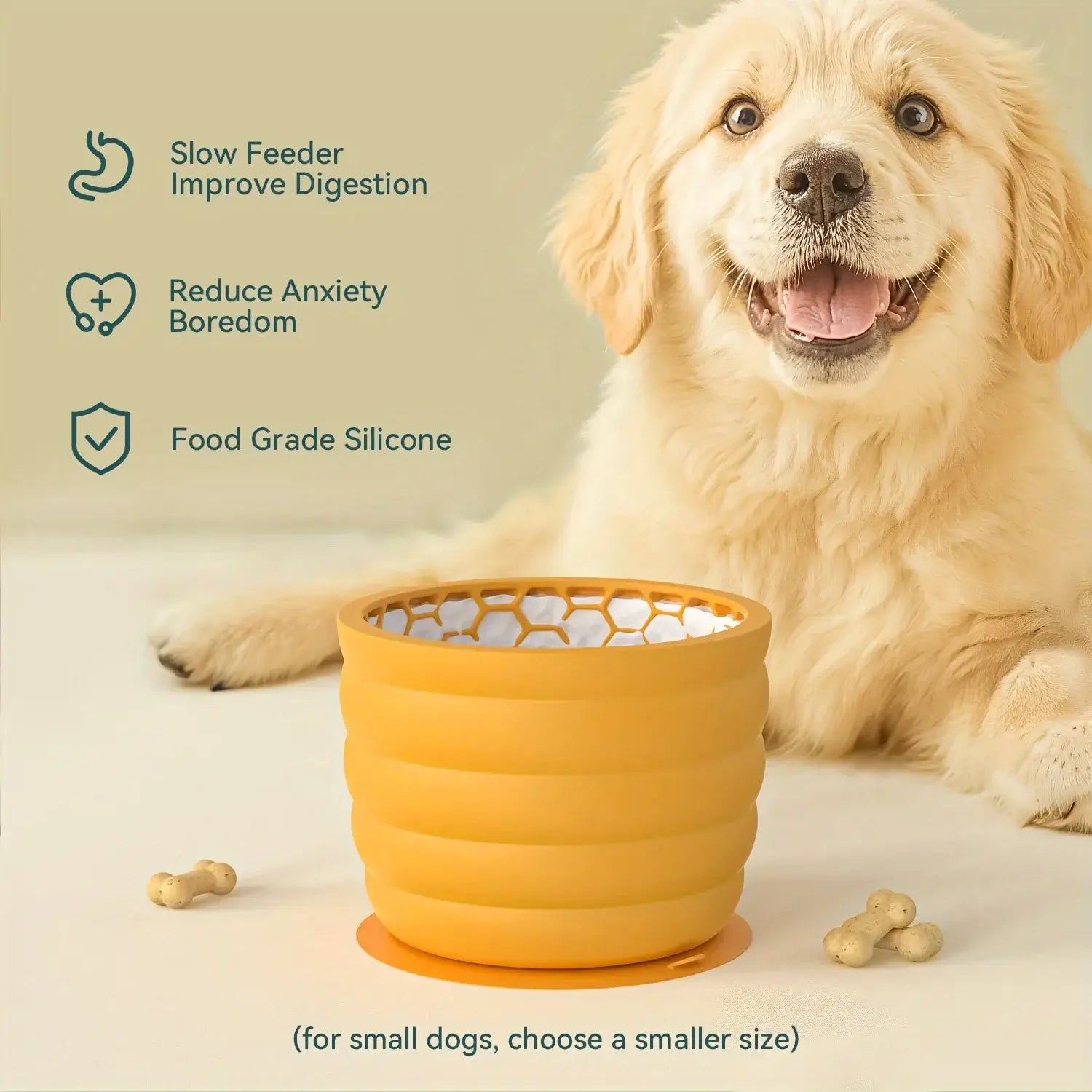 silicone slow feeder dog bowl for small dogs, anti-slip distraction design promotes healthy digestion and reduces boredom