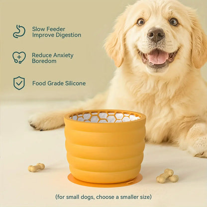 silicone slow feeder dog bowl for small dogs, anti-slip distraction design promotes healthy digestion and reduces boredom