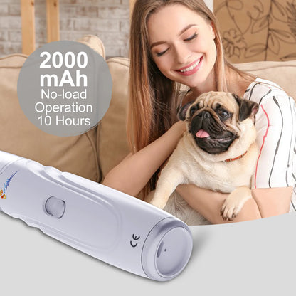 usb rechargeable dog nail grinder for quiet, painless pet grooming with 2000mAh battery and 2-speed electric nail filing