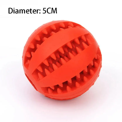 Natural rubber dog chew toy, 5cm red interactive tooth cleaning ball for dogs with durable bite-resistant texture