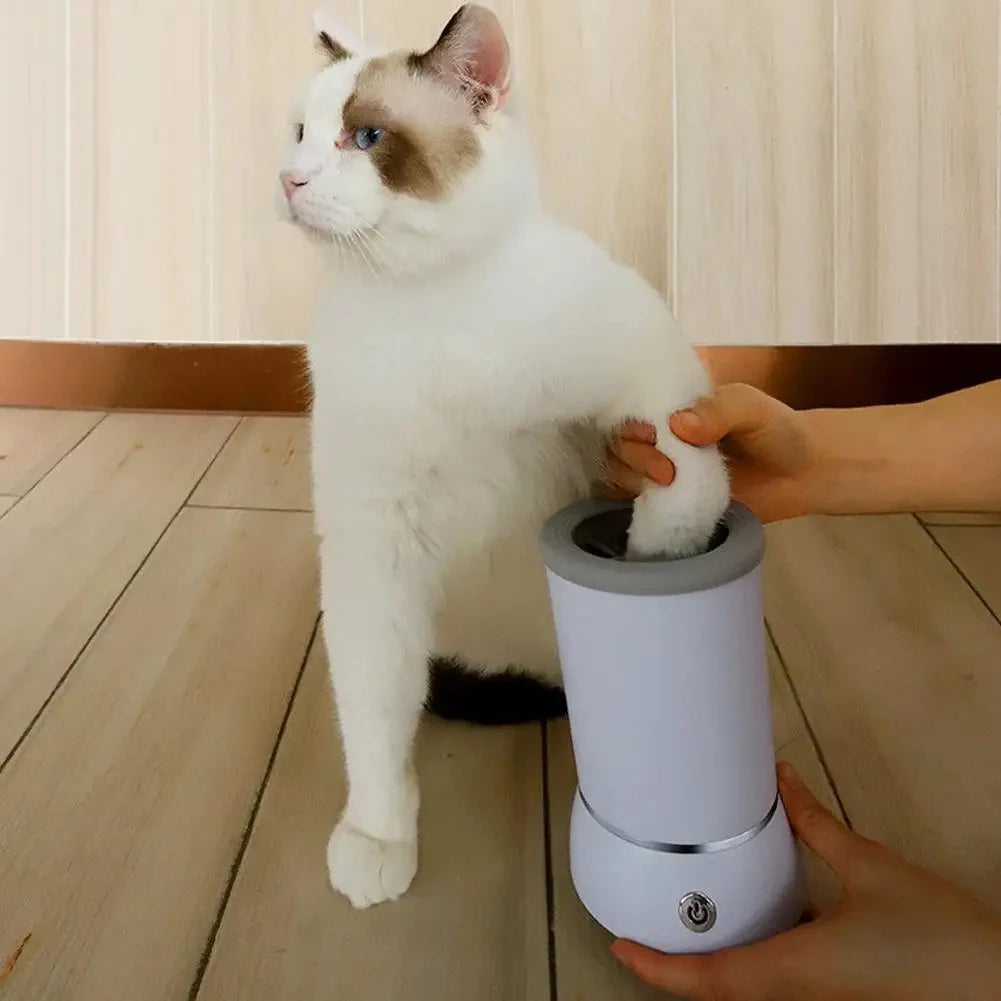 Automatic pet paw cleaner for cats, USB-powered low-noise electric foot washer, quick clean cup for pets