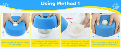 Blue slow feeder dog bowl using method 1 to feed dogs slowly with non-slip anti-choking design