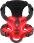 LED dog harness for night walking red rechargeable nylon vest harness with three light modes for dog walking safety