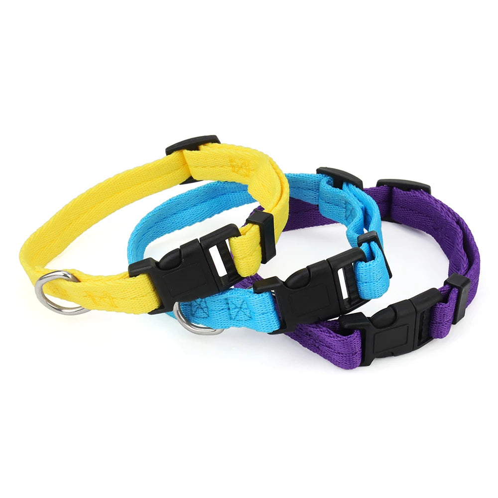 Adjustable nylon dog collar with quick release buckle, colorful durable nylon collars for small, medium and large dogs