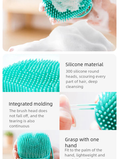 silicone pet bathing brush for gentle dog and cat grooming, deep cleaning, and hair removal