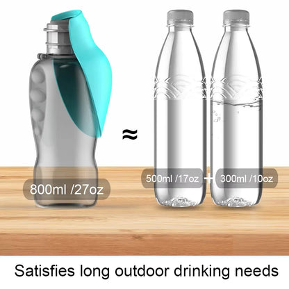 portable dog water bottle, 800ml leakproof travel bottle for dogs and cats, outdoor drinking supply