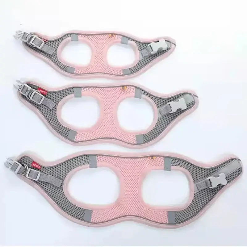 adjustable reflective dog harness vest for small medium dogs, breathable pink pet chest rope set