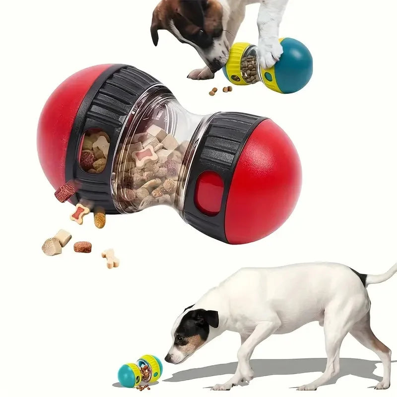 interactive dog treat dispenser toy for slow feeding dogs, plastic pet feeder toy that dispenses snacks and promotes healthy eating