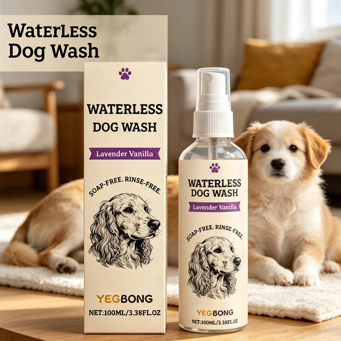 No Rinse Dog Waterless Shampoo Spray Deep Cleansing Deodorizing for Puppies Senior Dogs Moisturizing Shiny Fur Grooming Care