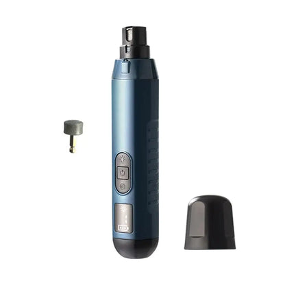 Blue electric pet nail grinder with 5-speed quiet rechargeable grooming tool for dogs and cats