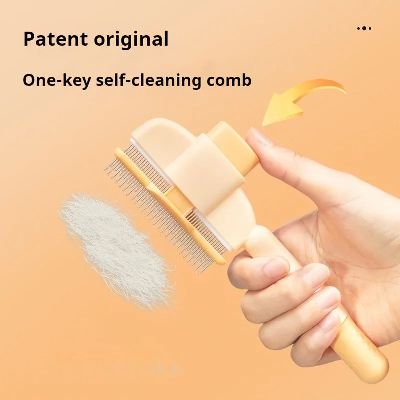 dog hair remover brush self-cleaning grooming comb for cats and dogs, removes loose fur and cleans easily