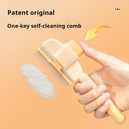 dog hair remover brush self-cleaning grooming comb for cats and dogs, removes loose fur and cleans easily