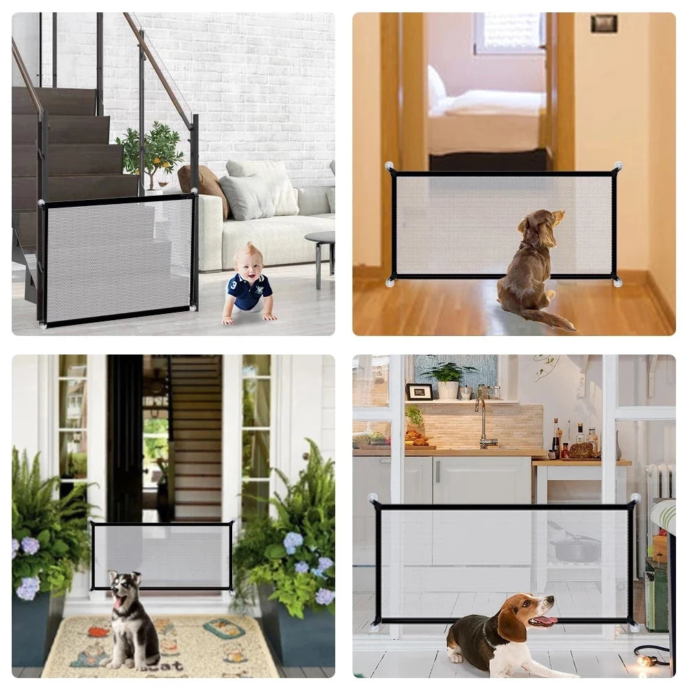 Pet Dog Barrier Fences Pet Isolated Network Folding Breathable Mesh Play Dog Safety Fence for Stairs Doorways Indoor and Outdoor.