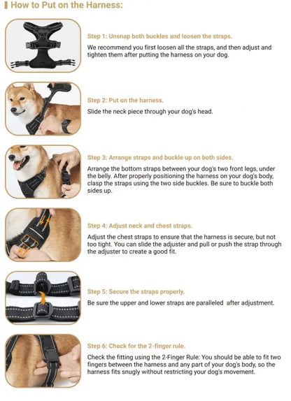 no pull dog harness for medium to large dogs, reflective vest harness with front clip and handle