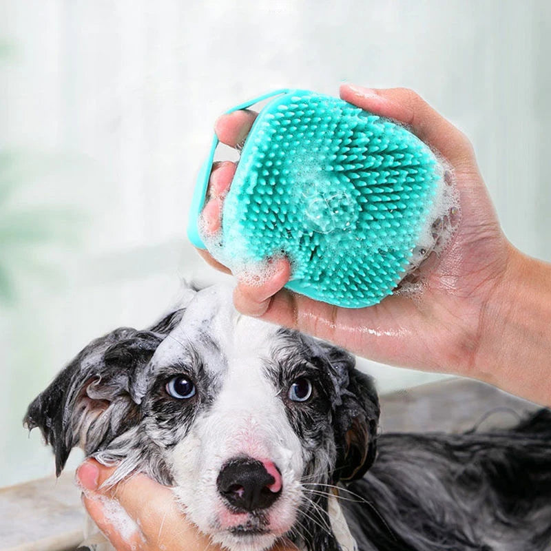 silicone pet bathing brush for gentle dog washing and grooming, soft silicone massager for effective cleaning