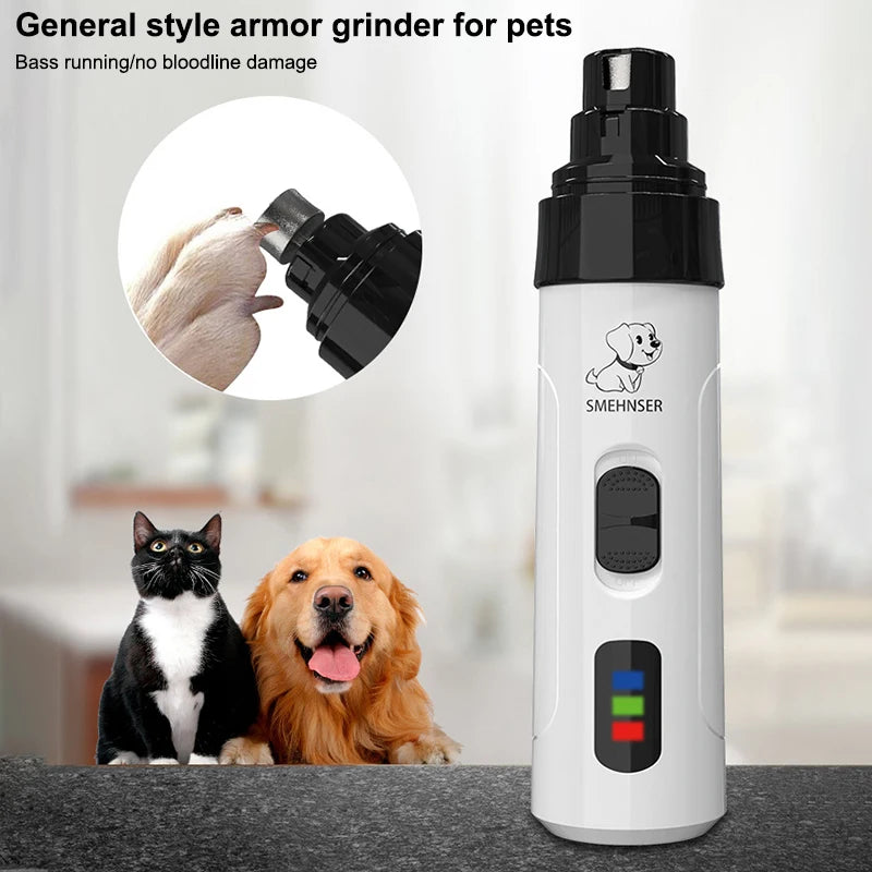 silent dog nail grinder for pets, rechargeable USB pet nail grinder with quiet grooming for dogs and cats