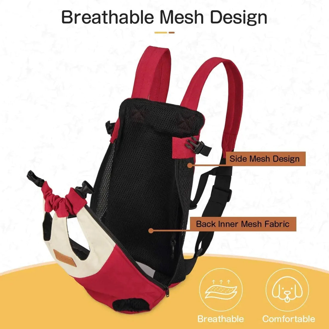Breathable pet backpack carrier for small dogs with mesh design, side mesh panels, and comfortable shoulder straps
