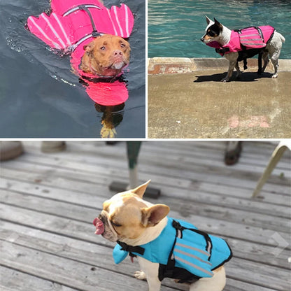 reflective adjustable dog life jacket for large and small dogs swimming, boating, and summer water safety