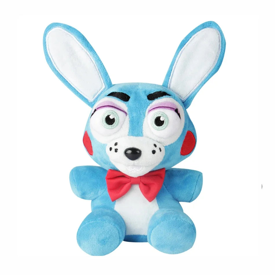 FNAF Freddy plush toy blue bunny stuffed animal with bow tie, 18cm plush gift for kids