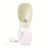 Light beige portable dog water bottle with built-in drinking bowl for outdoor use, universal pet water container