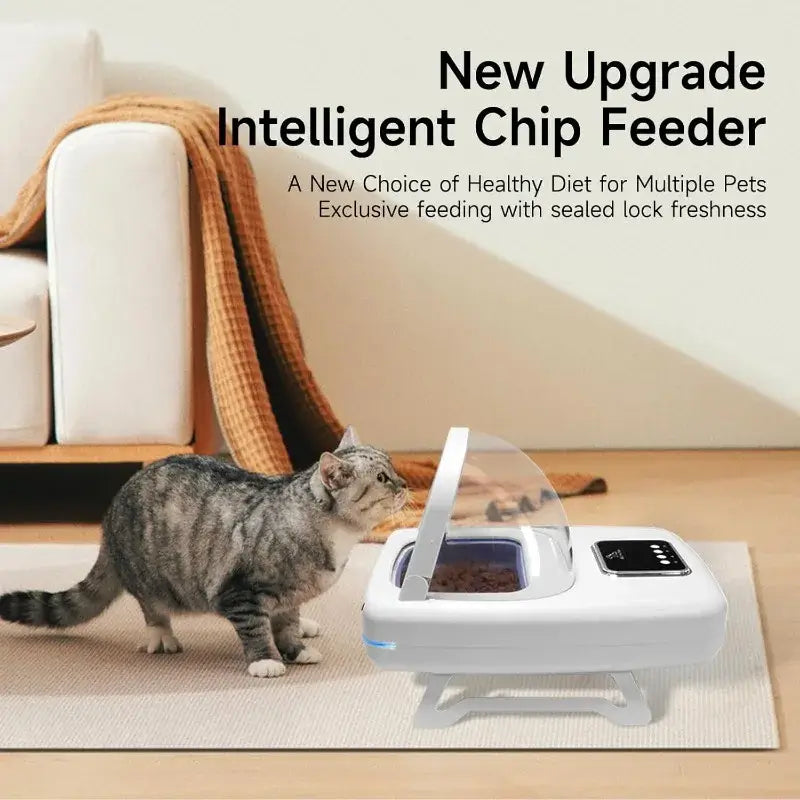microchip pet feeder for cats and small dogs, intelligent chip feeder with sealed lock freshness for multi-pet households