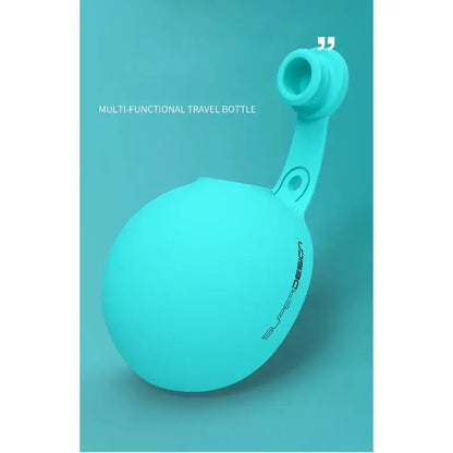 Portable dog water bottle for small dogs, turquoise travel water dispenser with leakproof bowl for outdoor use