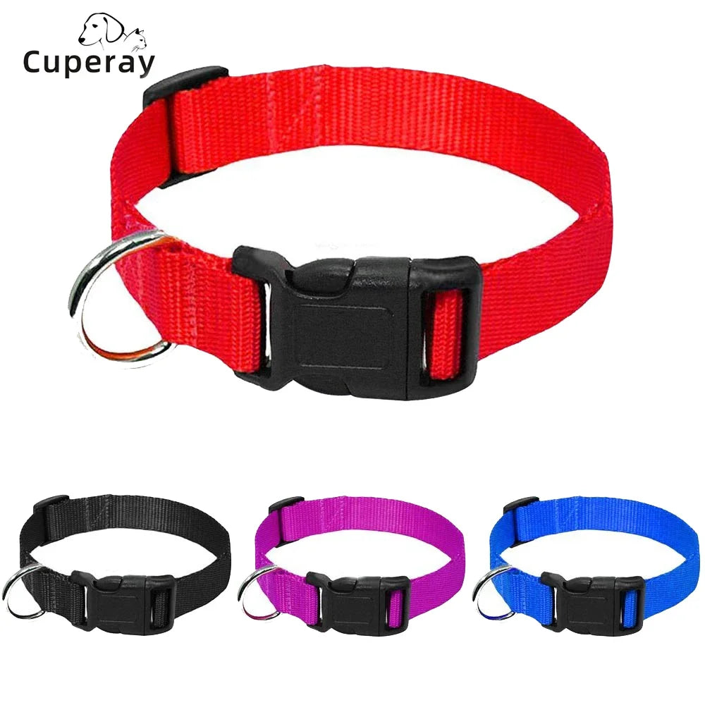 adjustable dog collar with D-ring durable nylon pet collar with quick release buckle for dogs goats sheep horses