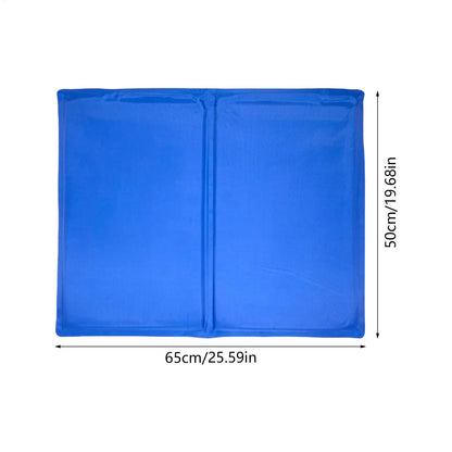 Blue self cooling dog mat for dogs and cats, 65x50cm portable summer sleep pad for hot weather
