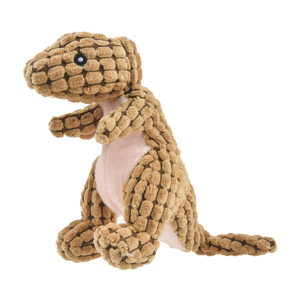 plush dinosaur dog chew toy for small dogs, soft interactive cat and dog pet plush toy, durable fleece chew toy