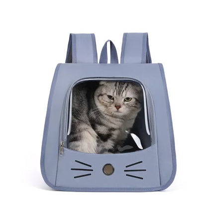 breathable pet carrier backpack for cats and small dogs, portable shoulder bag with zipper window, cat face design