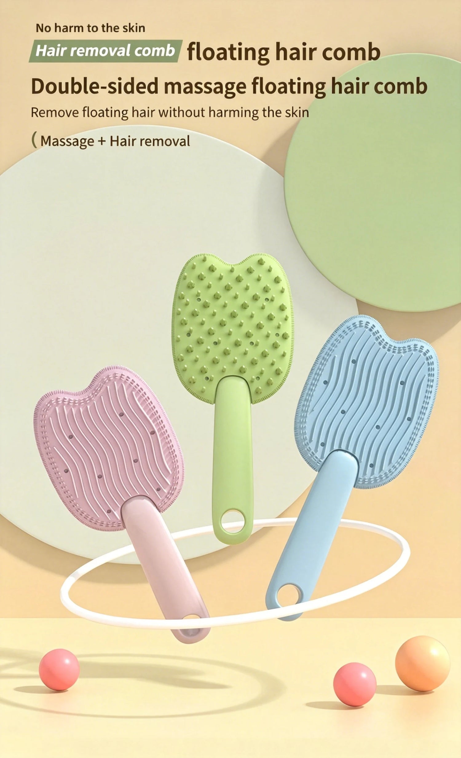 2 in 1 pet hair remover grooming brush floating hair comb for dogs and cats, dual-sided massage and deshedding brush