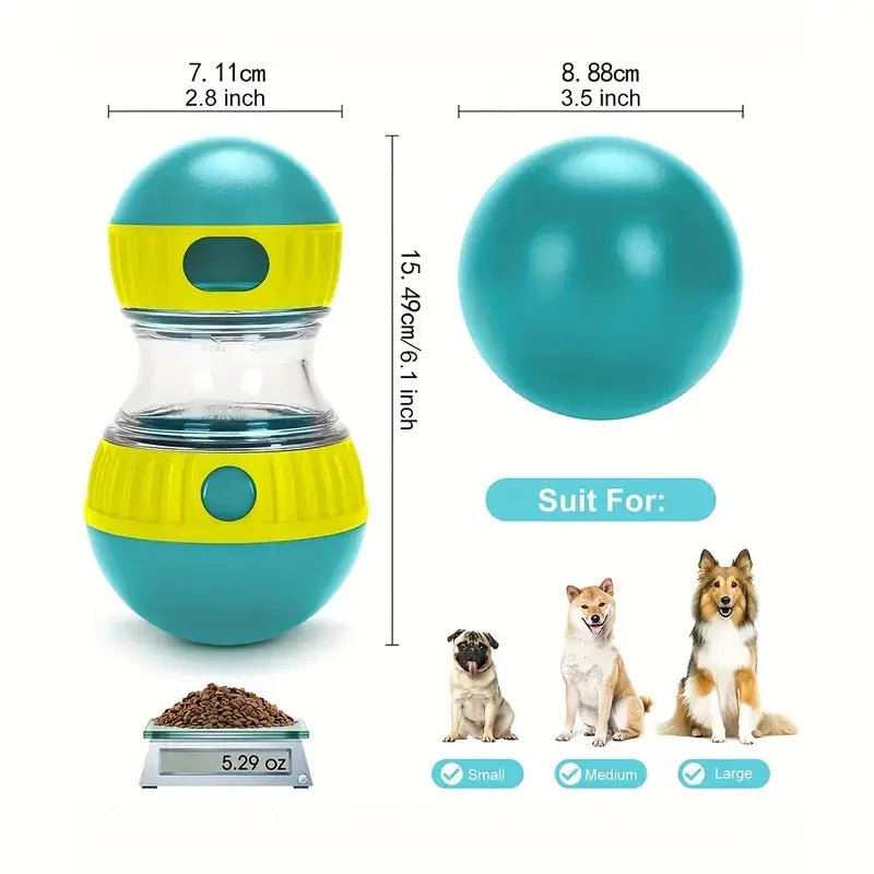 interactive dog treat dispenser toy for small, medium and large dogs, plastic slow feeder, 15.49 cm tall