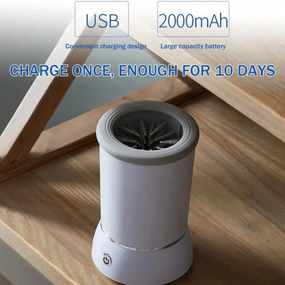 USB rechargeable automatic pet paw cleaner with 2000mAh battery for quick, low-noise pet foot washing