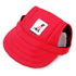 Red canvas dog hat with visor and dog patch, stylish pet accessory