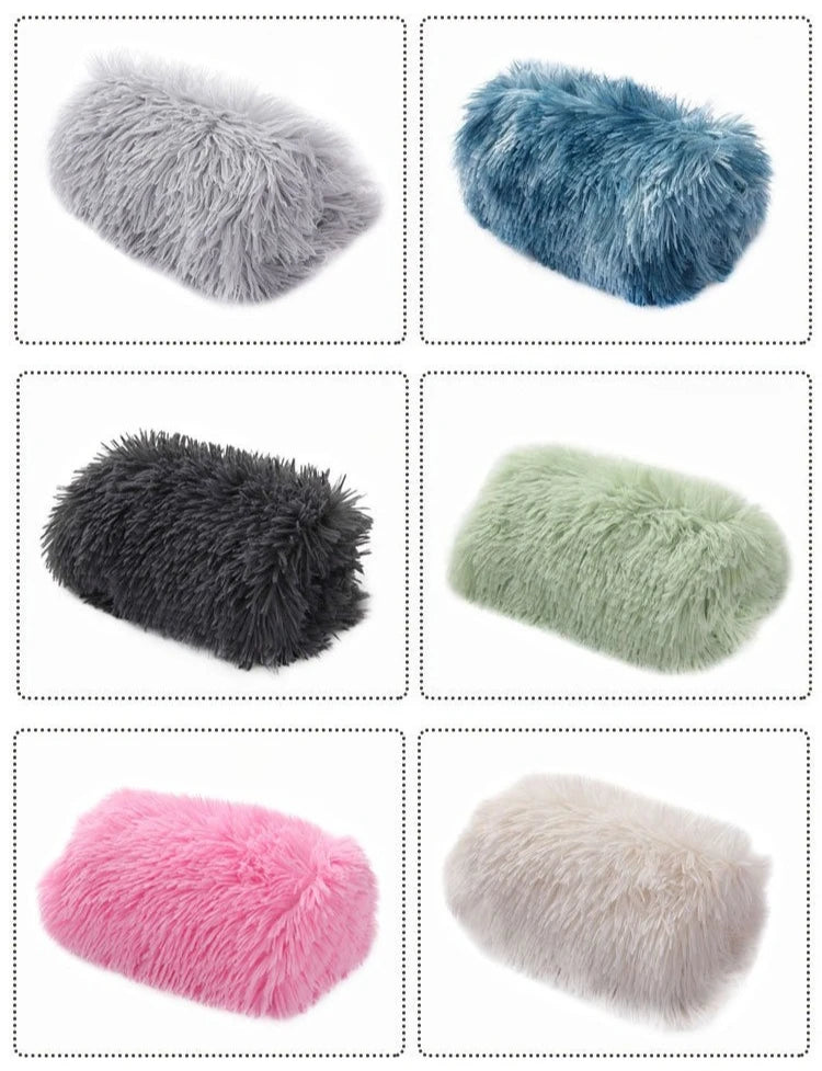 washable plush dog blanket mat for dogs and cats, soft fluffy sleeping bed mat in multiple colors
