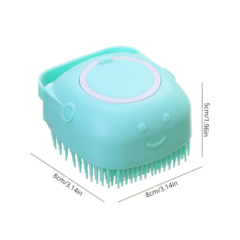 silicone pet bathing brush with soft silicone bristles for dog and cat grooming, 8cm compact cleaning tool