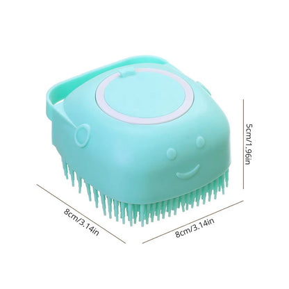 silicone pet bathing brush with soft silicone bristles for dog and cat grooming, 8cm compact cleaning tool