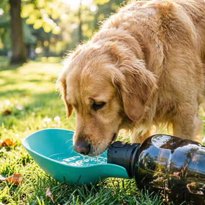 portable dog water bottle for outdoor travel, leakproof 800ml water bottle with bowl for dogs and cats