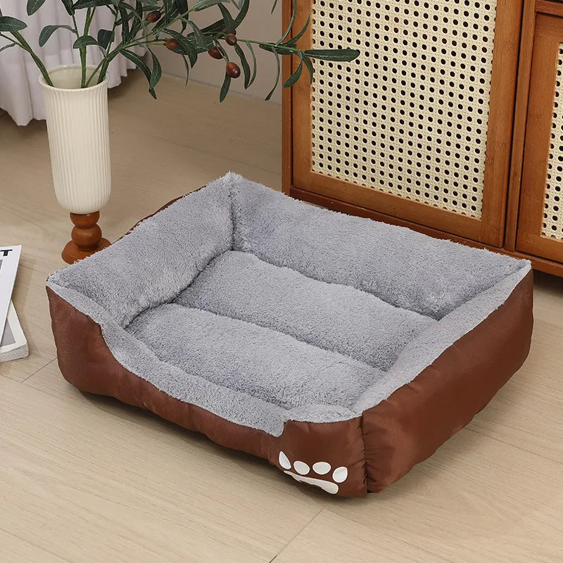calming plush dog bed for small dogs and cats, soft warm cushioned pet bed with breathable corduroy comfort