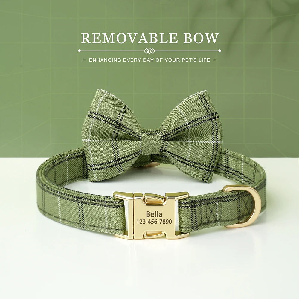 Custom Dog Collar Nylon Puppy Dog Collars With Cute Bowknot Engraved Pet Necklace Dog Collars For Small Medium Dogs Chihuahua