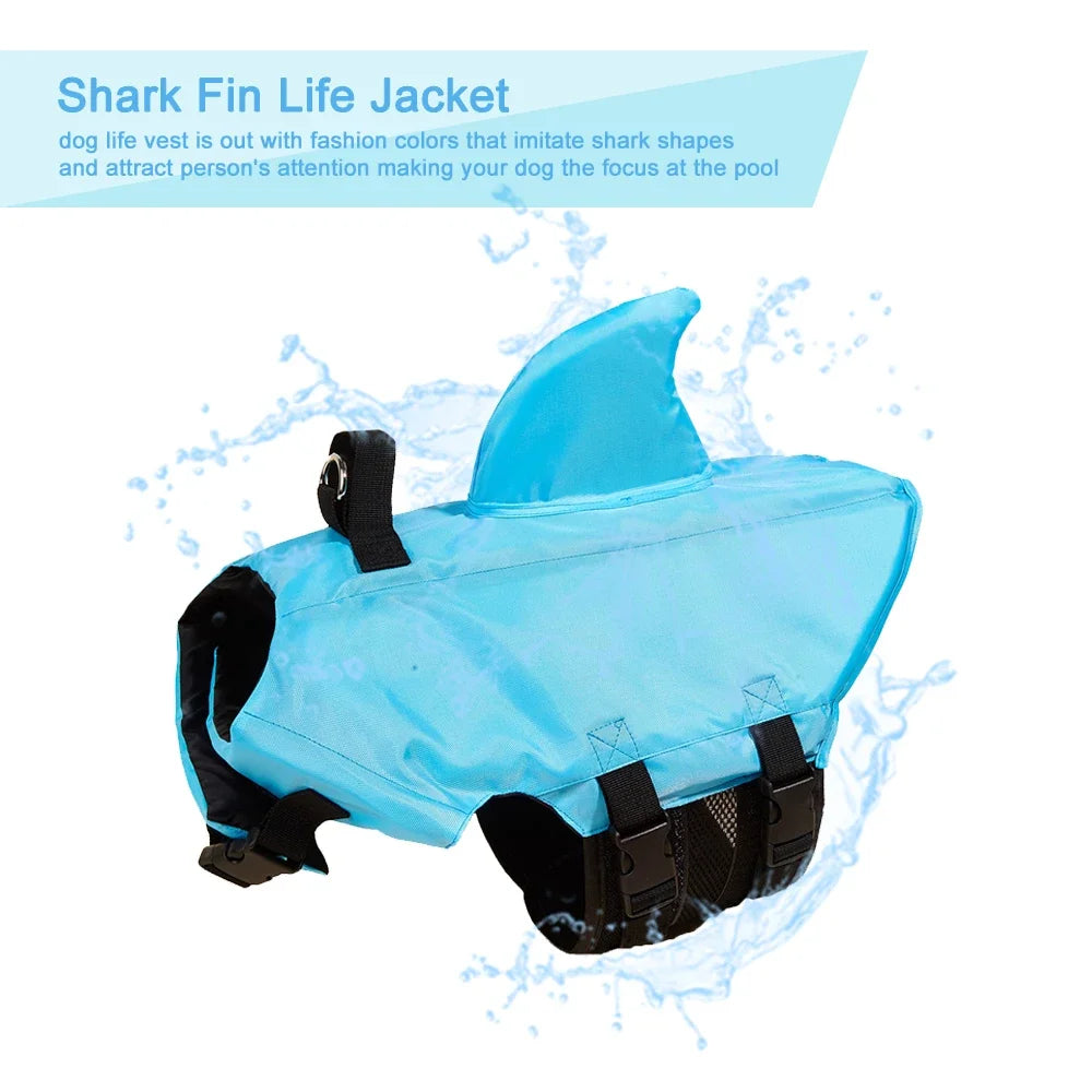small dog shark fin life jacket with handle and buoyant swimming safety vest for small dogs surfing