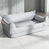 Orthopedic leather dog bed, silver gray M 50x40x20cm rectangle sofa pet bed with non-slip waterproof detachable cover